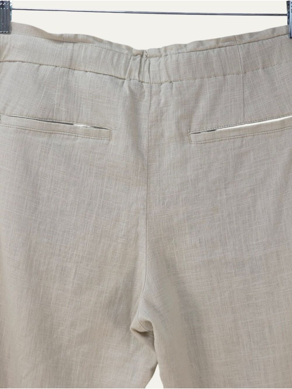 RW&CO Linen Blend Pull On Pants Large Beige Drawstring Ankle Pants - Picture 4 of 8